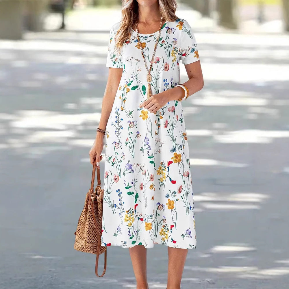 Damen Kurzes Sommerkleid mit blumigem Muster und praktischen Taschen R&B