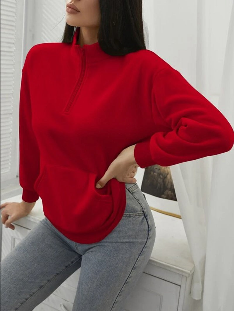 Damen bequemer Stehkragen Pullover R&B