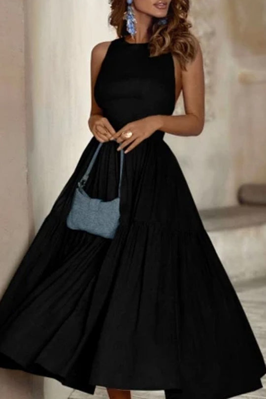 Damen Elegantes Langarmkleid mit bodenlangem Rock und raffinierten Falten R&B