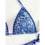 Damen Triangel-Bikini mit verstellbaren BindR&Bändern und floralem Design R&B