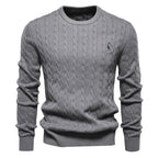 Herren Strickpullover mit Zopfmuster und Rundhalsausschnitt