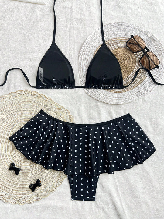 Damen Triangel-Bikini mit verspieltem Rüschensaum R&B