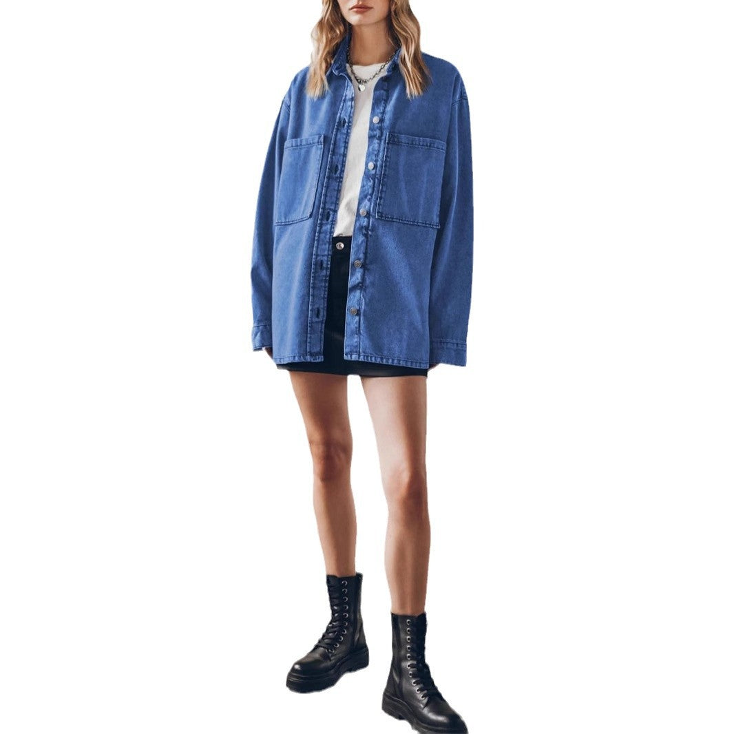 Damen Oversized Denimjacke mit moderner Waschung und praktischen Taschen R&B