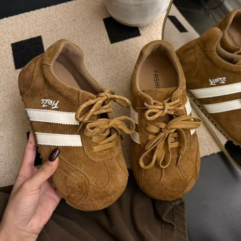 Damen modische Riemchen Sneaker aus Wildleder