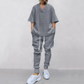 Herren nan lässiges Strickset mit V-Ausschnitt und Kordelzug-Joggerhose R&B