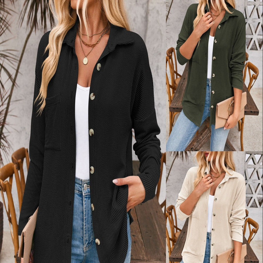 Damen Strickjacke mit strukturiertem Material und bequemen Taschen R&B