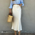 Damen Eleganter Satinrock mit schmalem Schnitt und Schlitz R&B