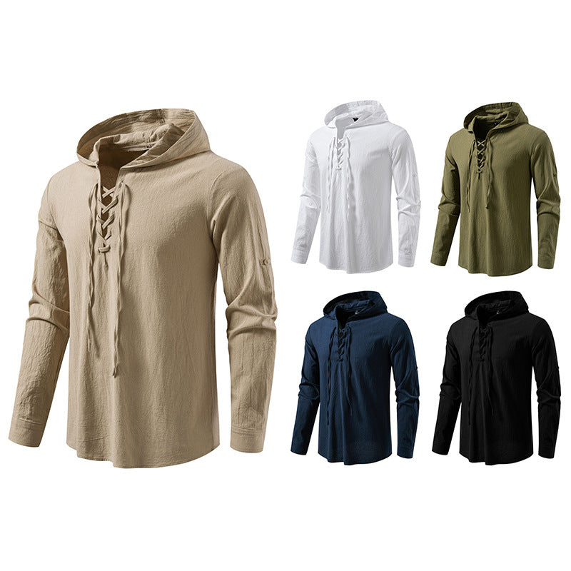Herren lässiges Kapuzenshirt mit modernes Schnürdesign R&B