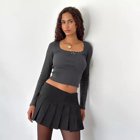 Damen Langarmshirt mit eleganter Rüsche und körpernaher Passform R&B