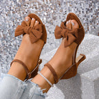 Damen elegante High Heel Sandalen mit modischer Schleifen-Applikation