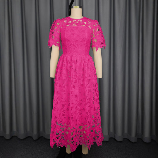 Damen Spitzen-Maxikleid mit floralem Design R&B