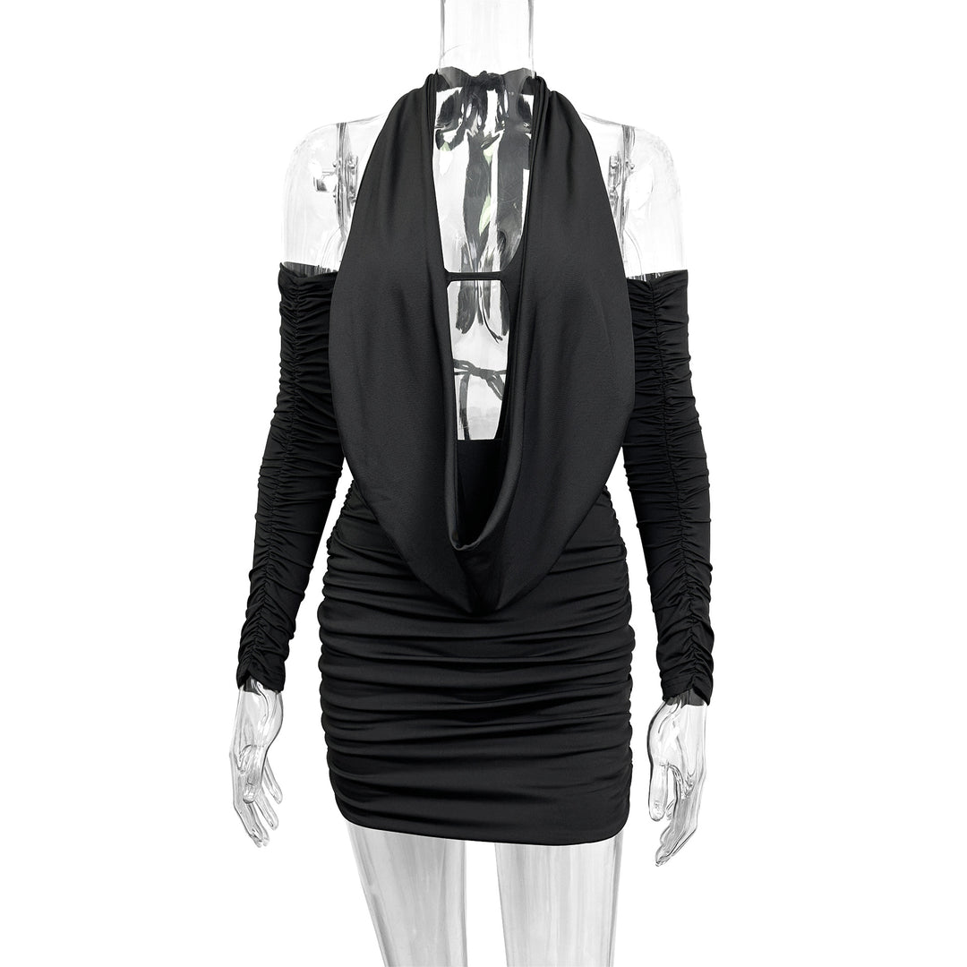 Damen Mini-Kleid mit tiefem V-Ausschnitt und seitlicher Raffung R&B