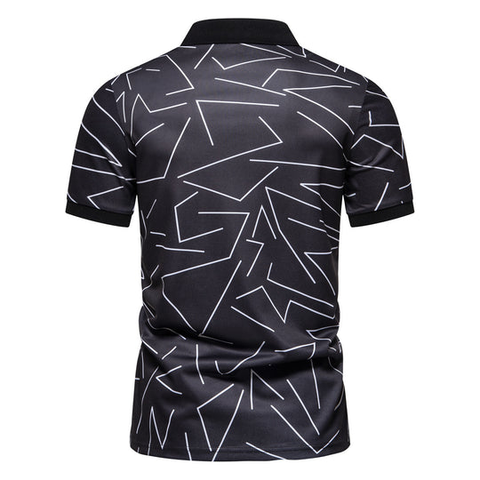 Herren Poloshirt mit modernem geometrischem Muster und atmungsaktiven Eigenschaften R&B