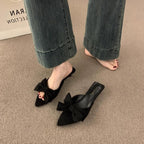 Damen elegante Pantolette mit dekorativem Schleifenapplikation R&B