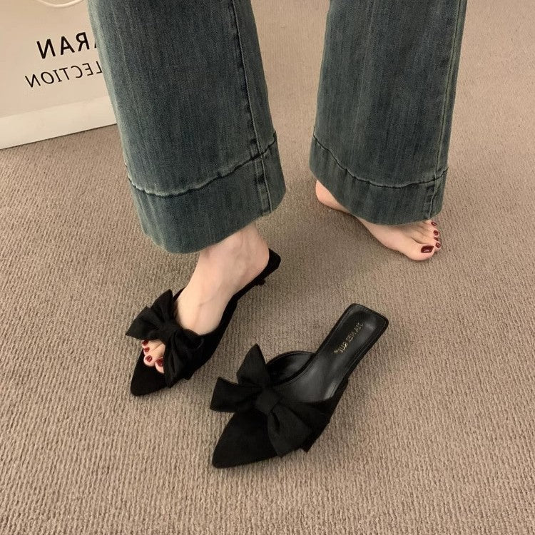 Damen elegante Pantolette mit dekorativem Schleifenapplikation R&B