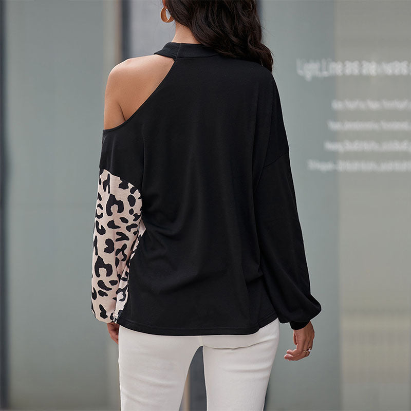 Damen Designer Oberteil mit asiatischem Stehkragen und elegantem Animal-Print R&B