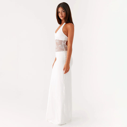 Damen Elegantes Maxikleid mit romantischer Spitzenmitte R&B