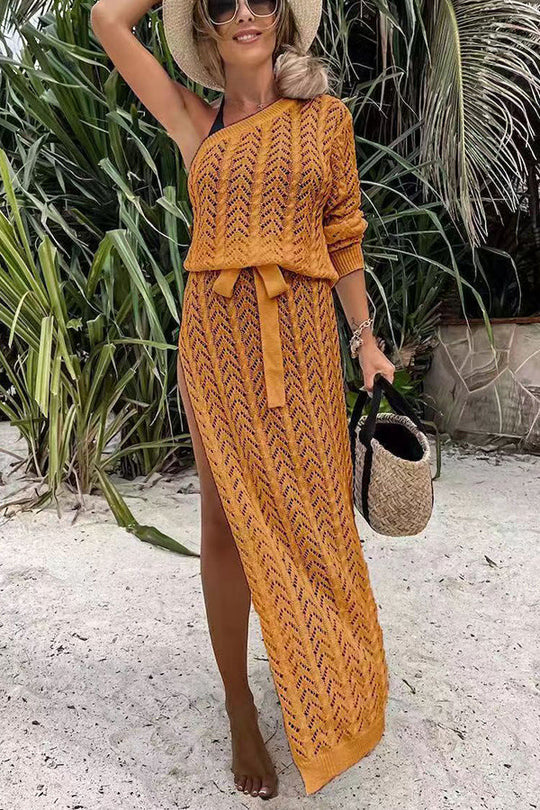 Damen Sommerliches Maxi-Kleid mit asymmetrischem Schnitt und lässigem Bindegürtel R&B