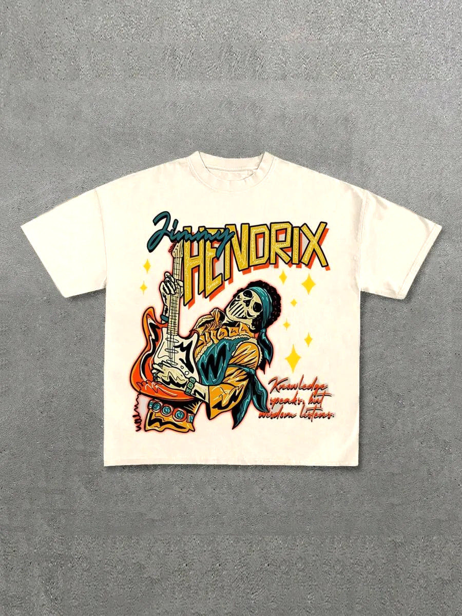 Damen Grafik T-Shirt mit einzigartigem Skelettdesign und kreativem Schriftzug R&B