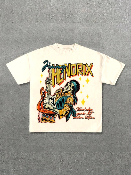 Damen Grafik T-Shirt mit einzigartigem Skelettdesign und kreativem Schriftzug R&B