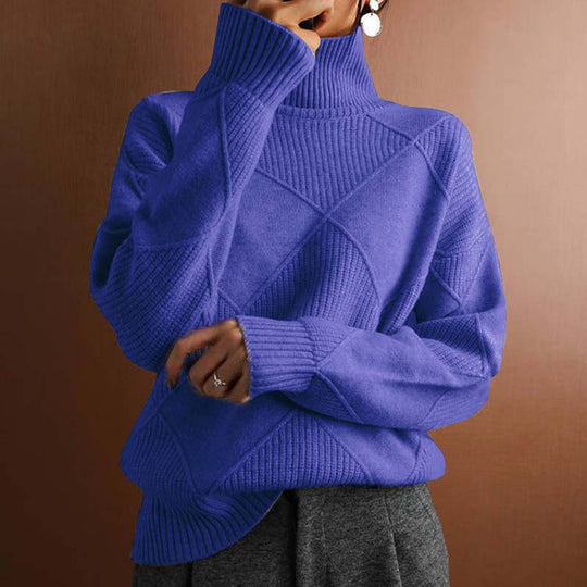 R&B | Sweater - Damen Winter Hoher Hals Strickpullover