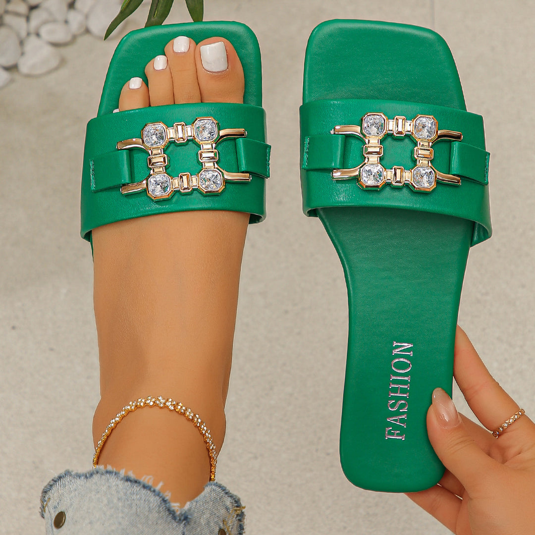 Damen modische Slipper mit glamourösem Schmuck-Detail R&B