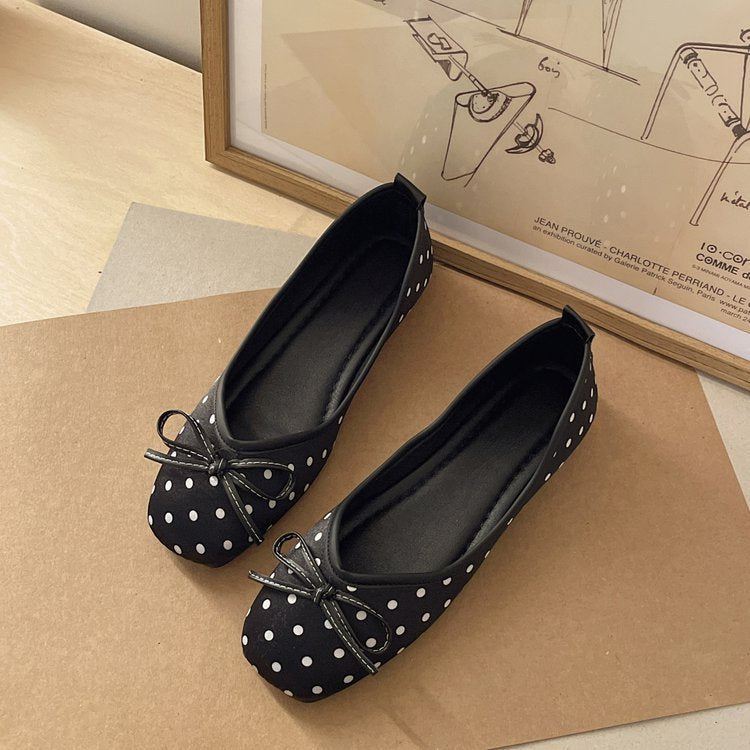 Damen Ballerinas mit modernem Punktedesign und elegantem Schleifenakzent R&B