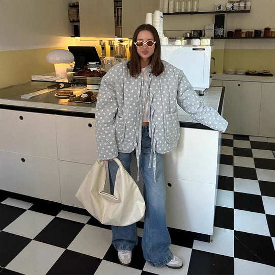 Damen Steppjacke mit großflächigen Punkten und lockerer Passform R&B