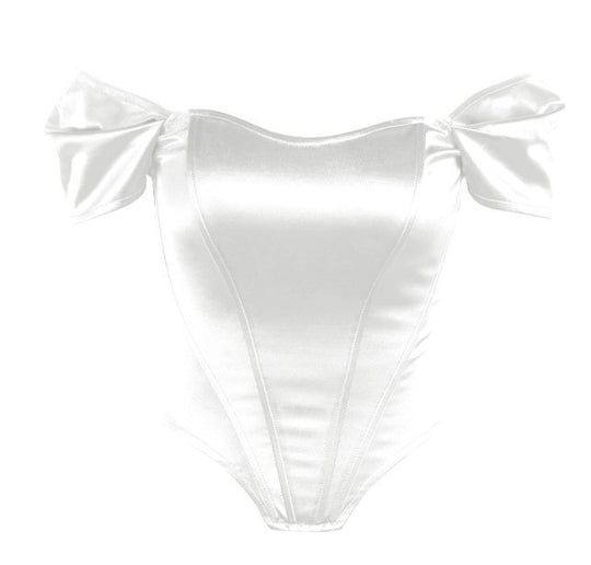 Damen Elegantes Off-Shoulder Oberteil mit Puffärmeln R&B