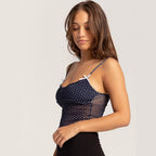 Damen gepunktetes Crop-Top mit verstellbaren Trägern R&B