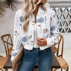 Damen Bomberjacke mit floralem Design und elastischen Bündchen