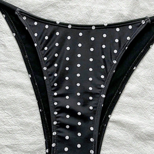 Damen Triangel-Bikini mit modischem Punkten-Design und verstellbaren Bindebändern R&B
