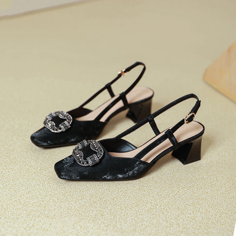Damen Slingback Pumps mit luxuriösem Schmuckdetail