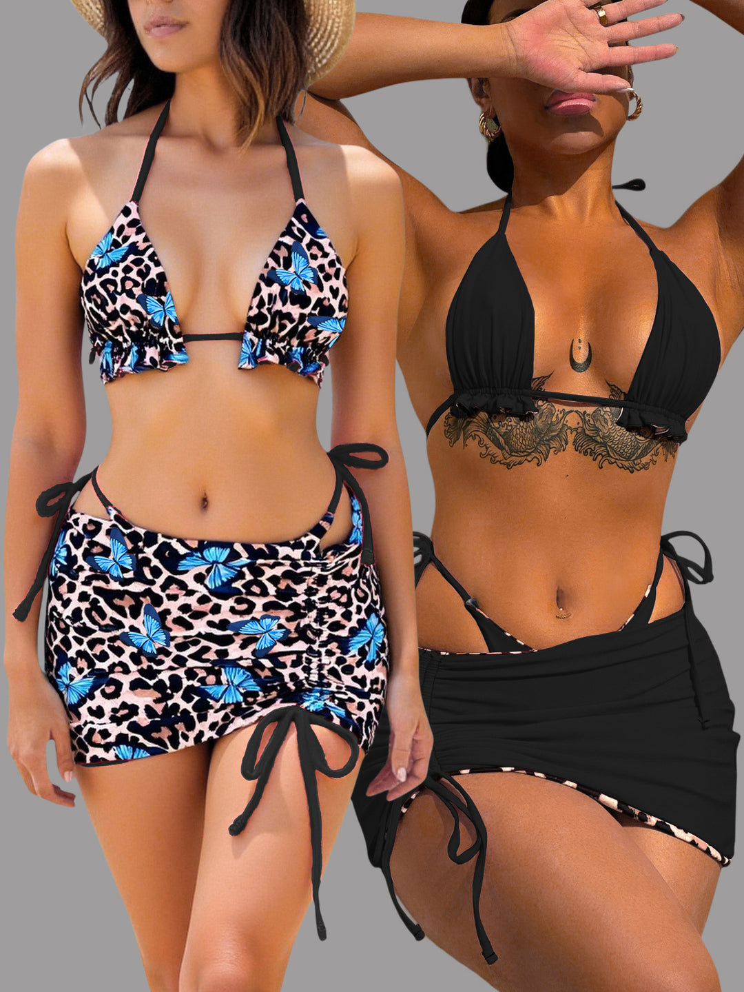 Damen Bikiniset mit verspieltem Rüschendetail und modischem Saum R&B