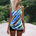 Damen Tankini-Top mit modischem Streifendesign und komfortabler Raffung R&B