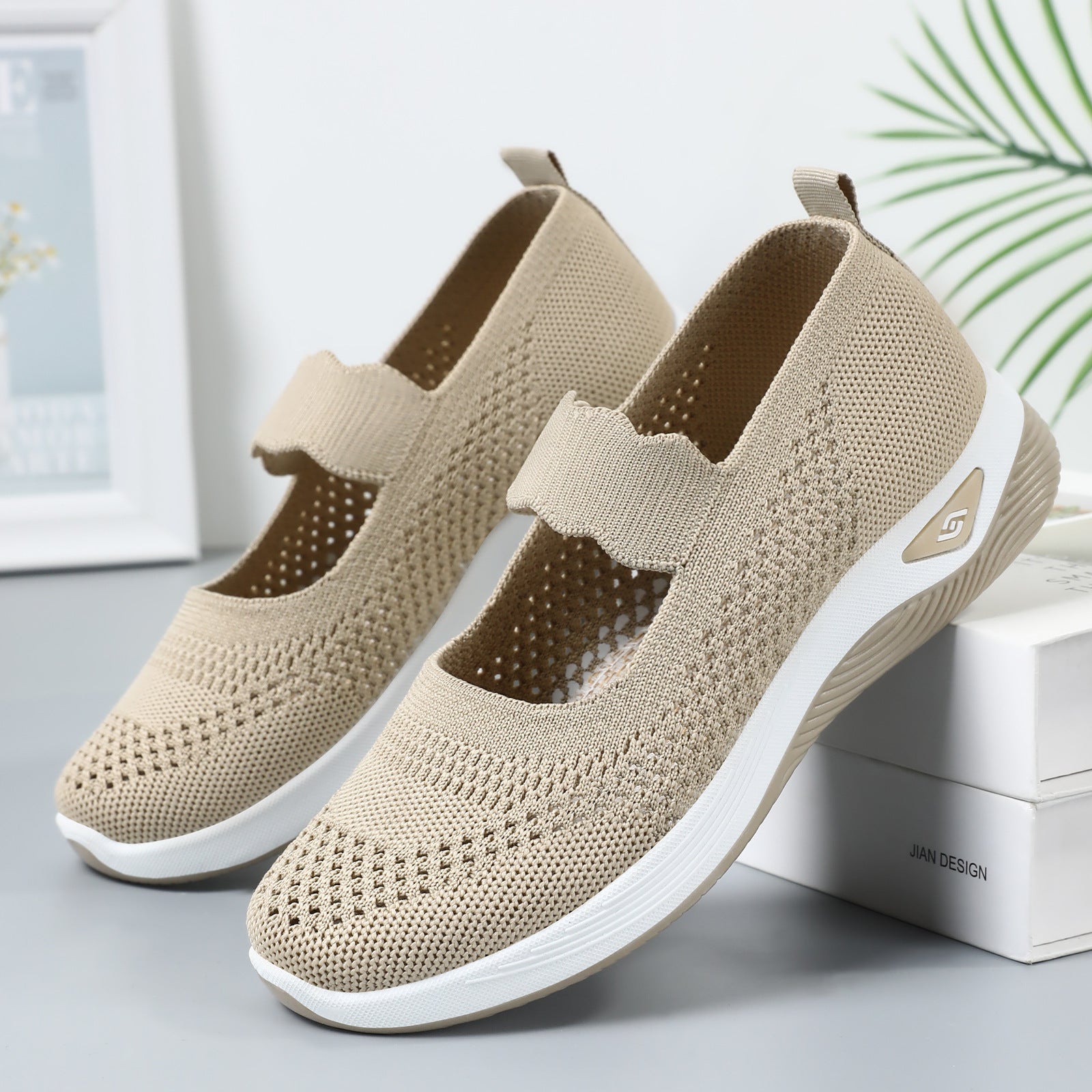 Damen Slip-On Sportschuhe mit elastischem Riemen und atmungsaktivem Obermaterial R&B