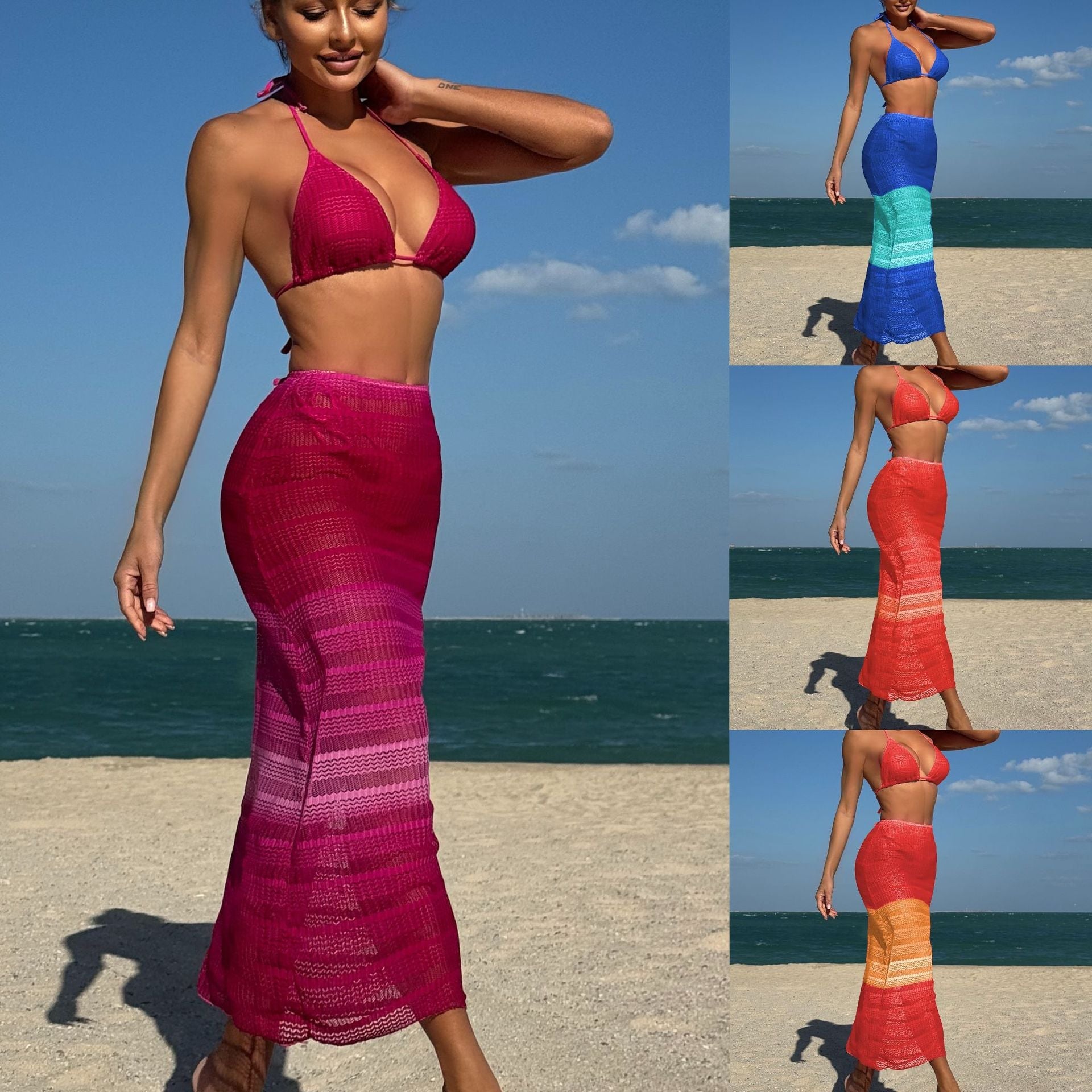 Damen Bikini-Set mit gehäkeltem Design und verstellbaren Trägern R&B