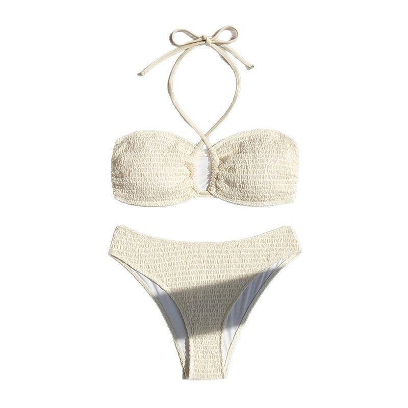Damen Bandeau-Bikini-Set mit raffinierten Rüschendetails