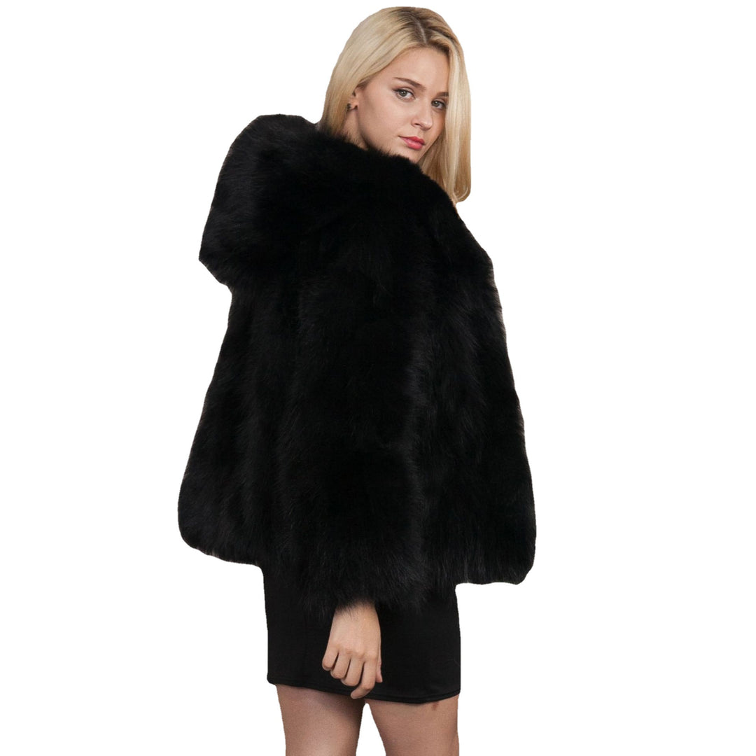 Damen elegante, kuschelige Pelzmantel R&B