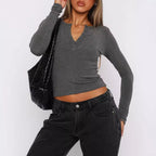 Damen Langarm-Hemd mit Knopfleiste und schmalem Schnitt R&B