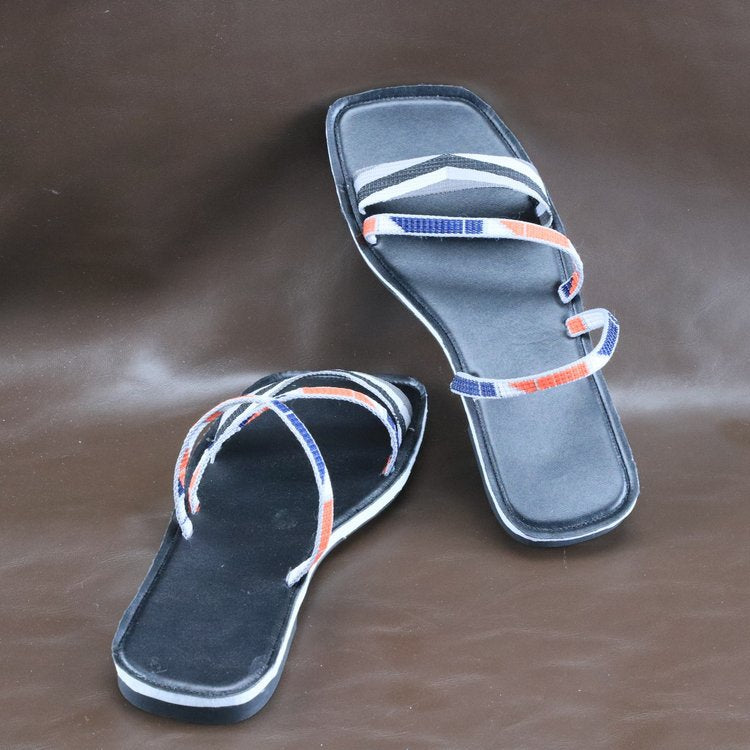 Damen verstellbare Zehentrenner-Sandalen mit geflochtenem Riemen R&B