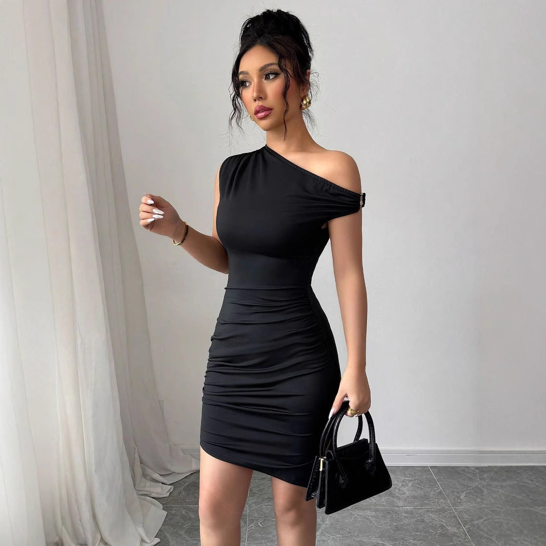 Damen Einseitig geschultertes Minikleid mit raffinierten Raffungselementen R&B