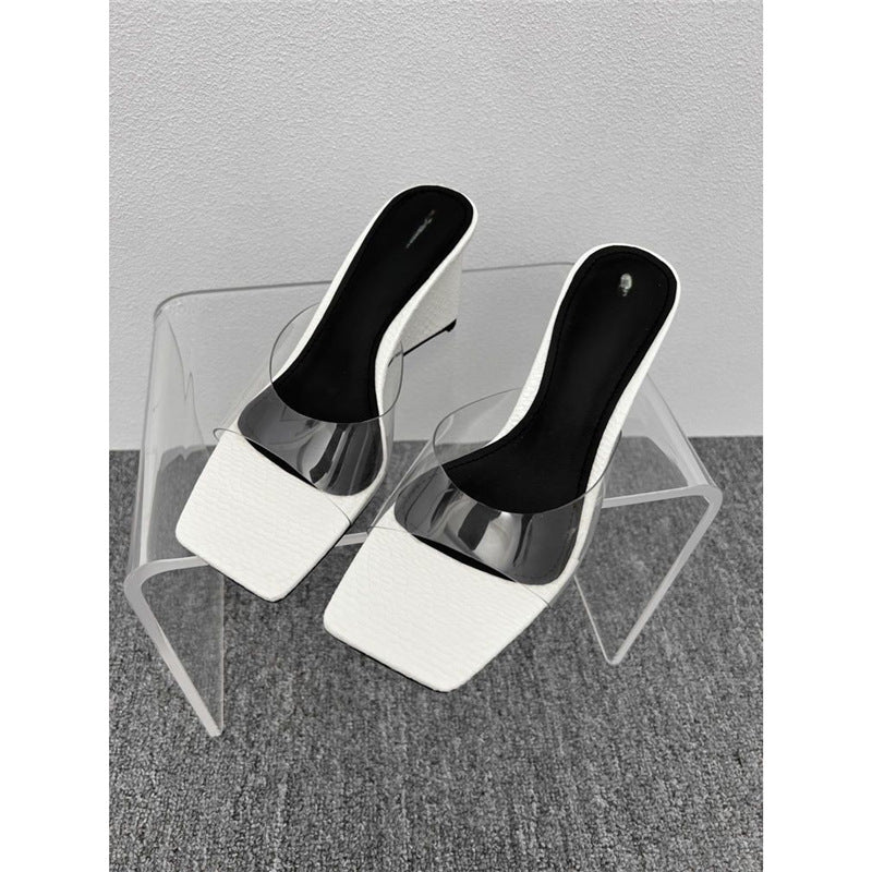 Damen Plateau-Pumps mit Schlangenmuster und transparentem Riemendesign R&B