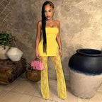 Damen Hochwertiger Jumpsuit mit Lagenlook und Spitzenakzenten R&B