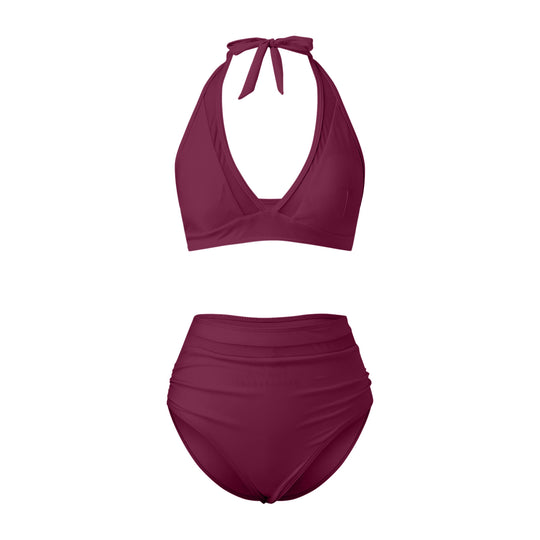 Damen Hochtailliertes Bademoden-Set mit stylischem Haltertop R&B