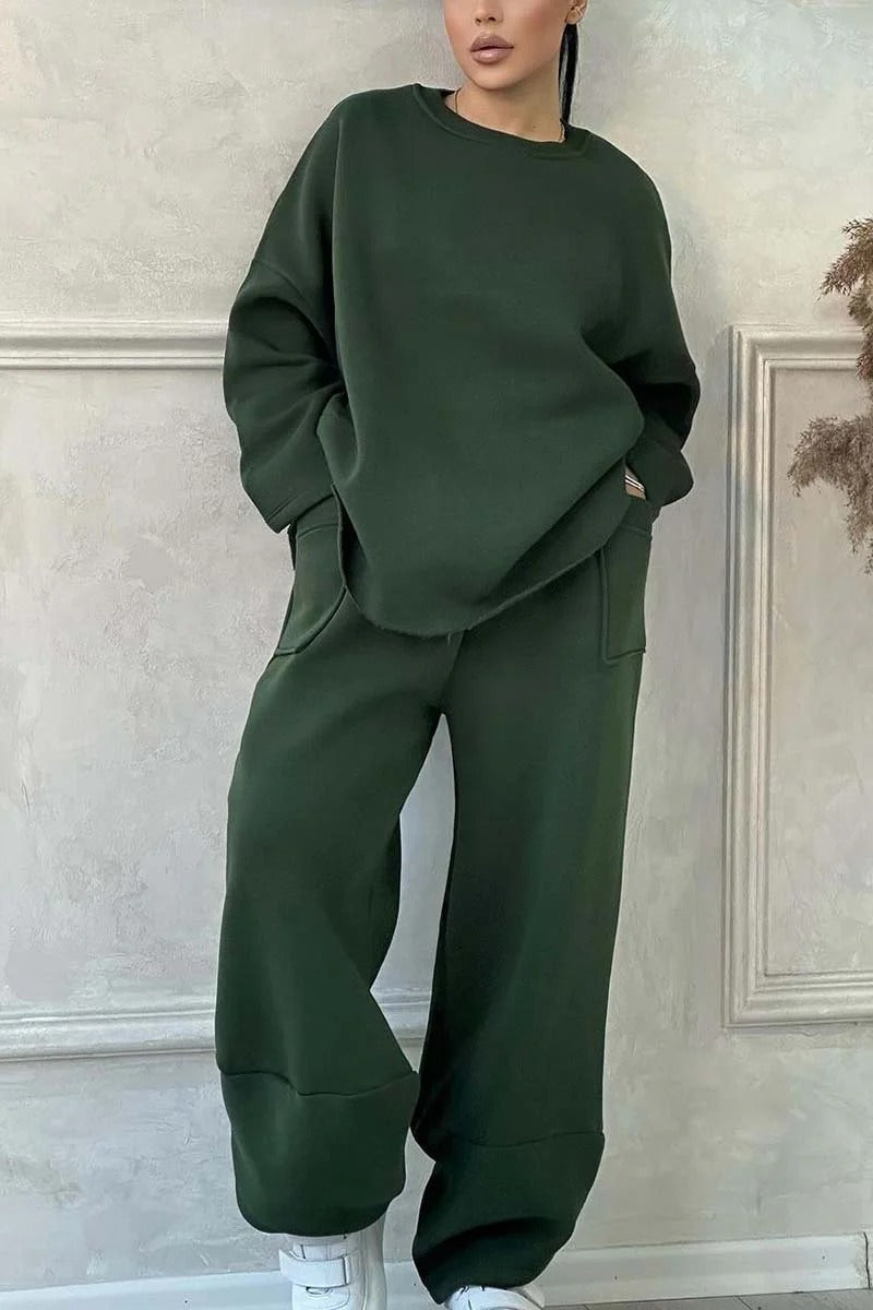Damen Cozy Oversized Sweat-Set mit geräumigen Taschen und angenehmem Schnitt R&B