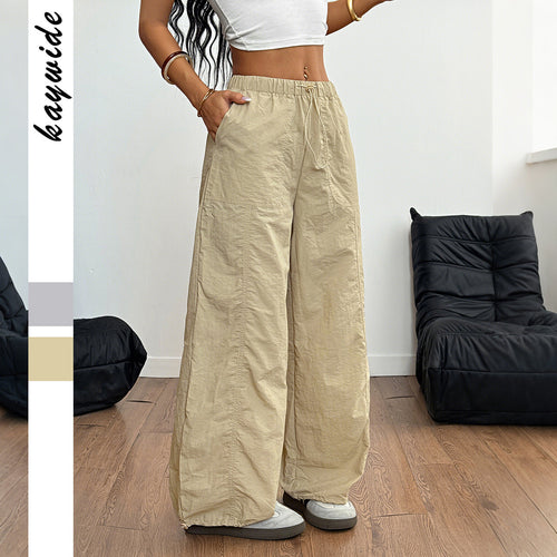 Damen Weite Leinenhose mit elastischem Bund und seitlichen Taschen R&B