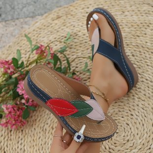 Damen Bequeme Zehentrenner-Sandalen mit floralem Detail R&B