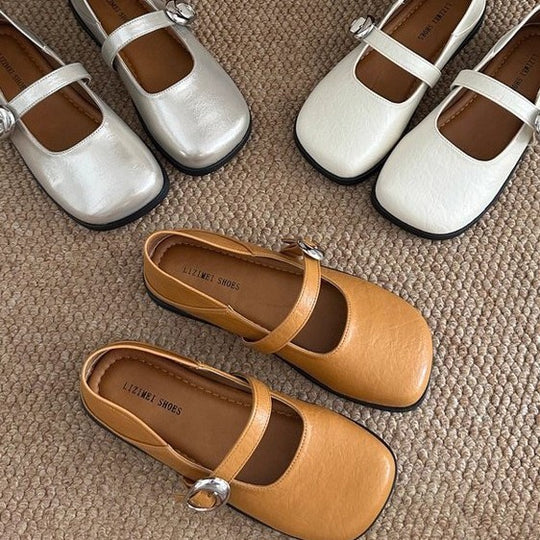 Damen Ballerinas mit modischer Schnallen-Applikation und bequemem Fußbett R&B
