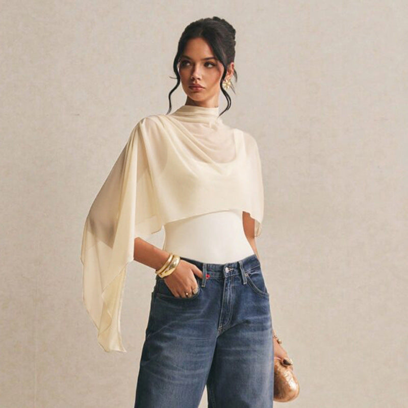 Damen Body mit elegantem Chiffon-Überwurf R&B